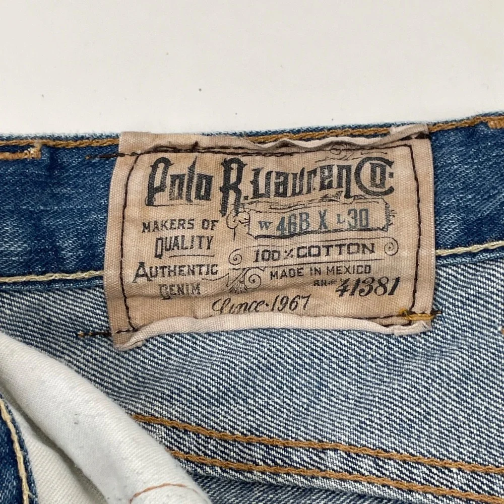 Polo Ralph Lauren Classic Fit 867 Straight Blue‎ Jeans 46B Xx30 Distressed
